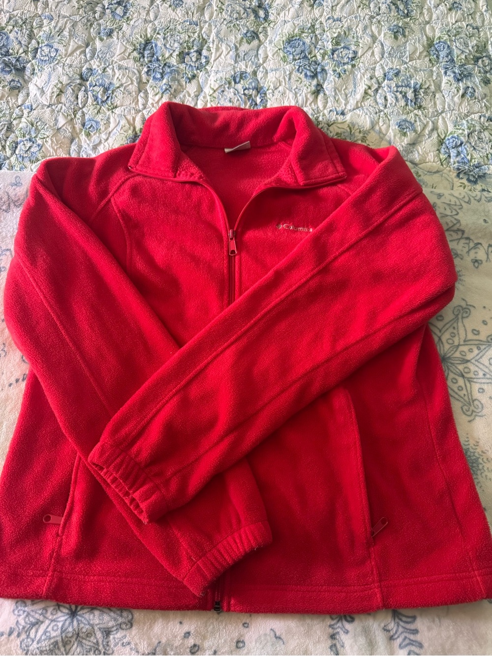 Columbia Women's Bright Red Zip Fleece Jacket Sz Xl